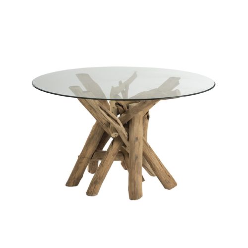 Table Ronde En Verre Et Bois Flotté - Noé