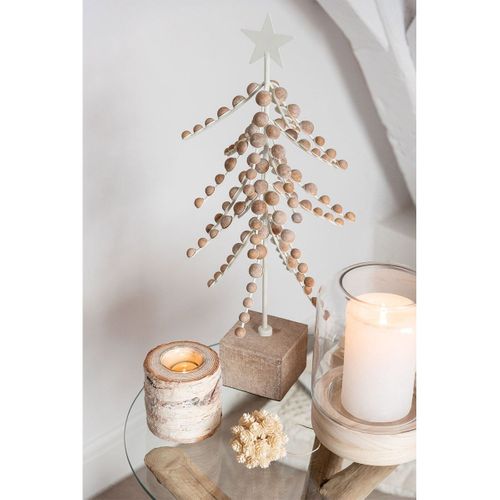 Sapin De Noël à Poser "étoile" 58cm Blanc et Naturel