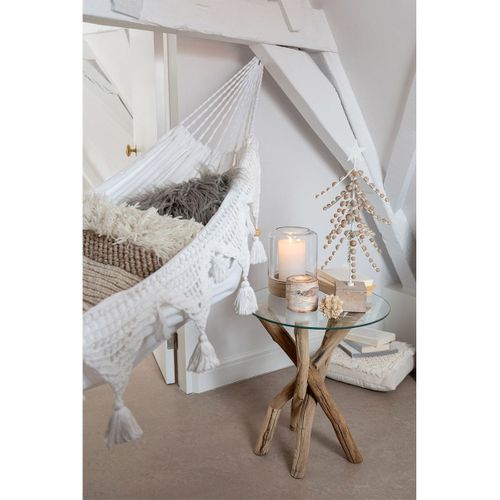 Sapin De Noël à Poser "étoile" 58cm Blanc et Naturel