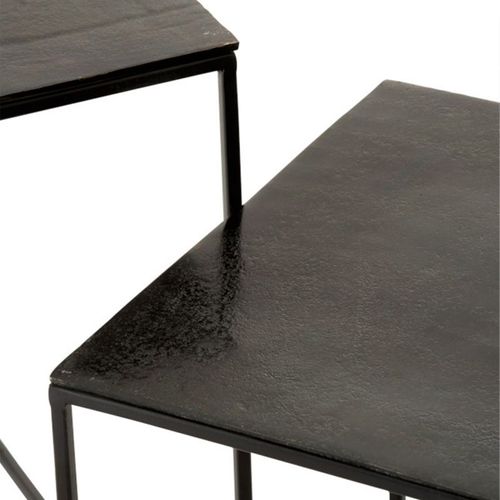Lot De 2 Tables D'appoint Gigognes "oxidize" 55cm Noir
