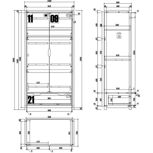 Armoire 2 Portes "alex" 200cm Marron et Noir