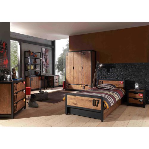 Armoire 3 Portes "alex" 200cm Marron et Noir