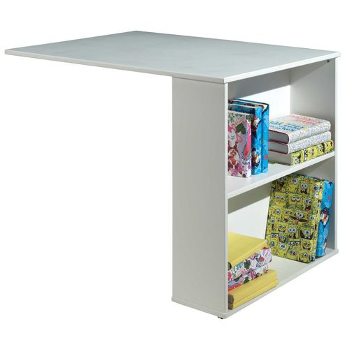 Pack - Lit Enfant Bureau et Bibliothèque "pino" Blanc