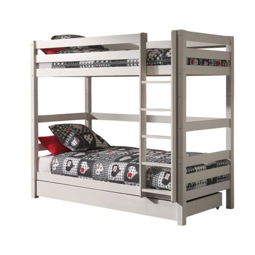 Lit Superposé Gigogne 90x200 Cm Avec Tiroir Pin Massif Blanc Pino H 180 Cm