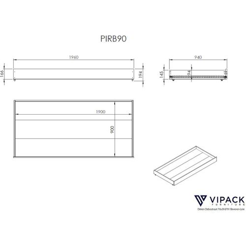 Lit Superposé Gigogne 90x200 Cm Avec Tiroir Pin Massif Blanc Pino H 180 Cm