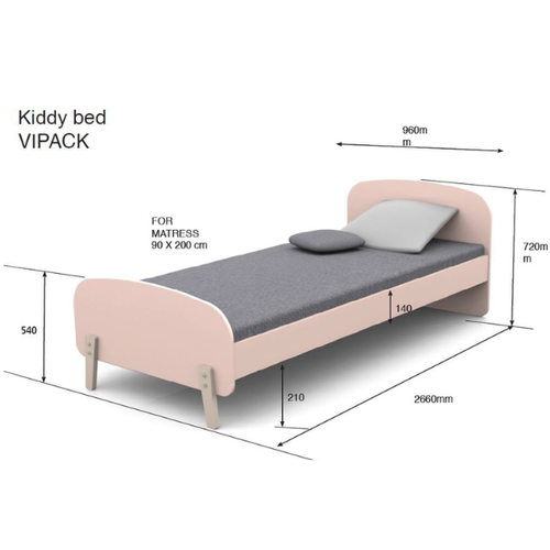 Pack - Lit Enfant, Barrière et Chevet "kiddy" 90x200cm Blanc