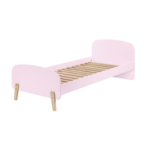 Lit 90x200 - Chevet 1 Porte Et Coffre à Jouets Kiddy - Vieux Rose