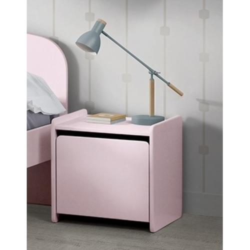 Lit 90x200 - Chevet 1 Porte Et Coffre à Jouets Kiddy - Vieux Rose