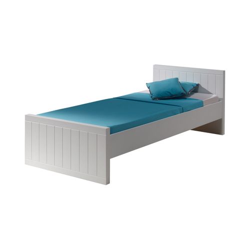 Lit 90x200 - Chevet 1 Porte Et Armoire 2 Portes Robin - Blanc