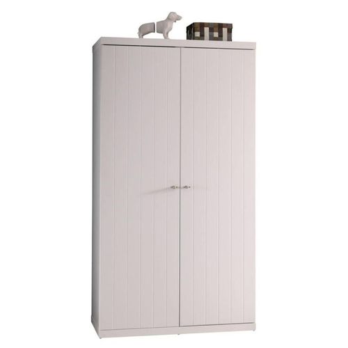 Lit 90x200 - Chevet 1 Porte Et Armoire 2 Portes Robin - Blanc
