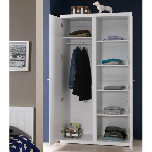 Lit 90x200 - Chevet 1 Porte Et Armoire 2 Portes Robin - Blanc