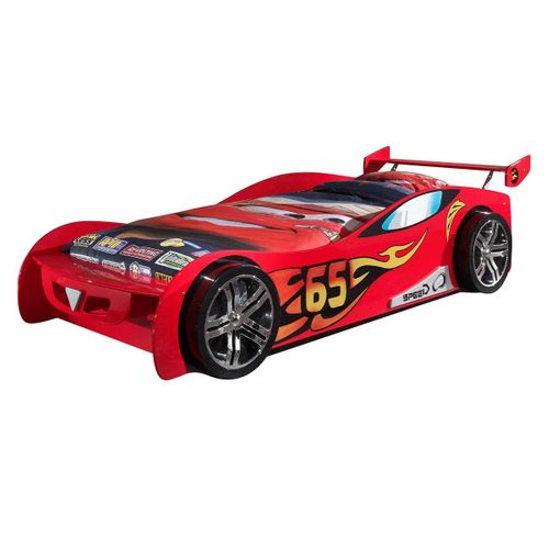 Pack - Lit Enfant et Matelas "lemans" 90x200cm Rouge