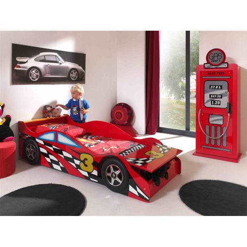 Pack - Lit Enfant et Matelas "race" 70x140cm Rouge