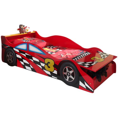 Pack - Lit Enfant et Matelas "race" 70x140cm Rouge