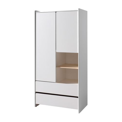 Lit 90x200 - Chevet 1 Porte - Armoire 2 Portes - Bureau Et Bibliothèque Kiddy - Blanc