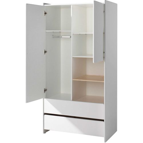 Lit 90x200 - Chevet 1 Porte - Armoire 2 Portes - Bureau Et Bibliothèque Kiddy - Blanc