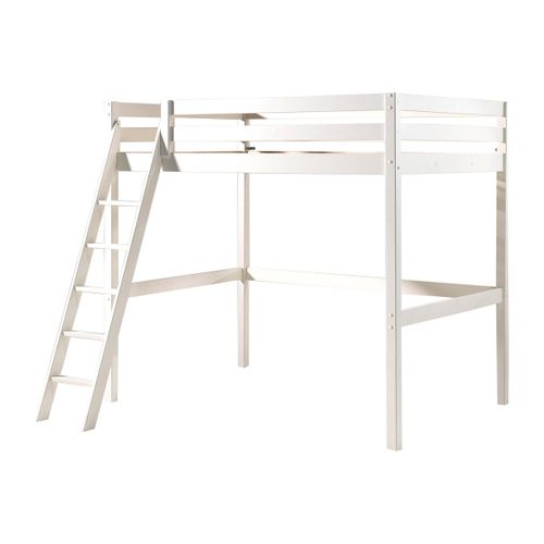 Lit Mezzanine 140x200 Sommier Inclus - Commode 2 Portes Et Fauteuil Pino - Blanc