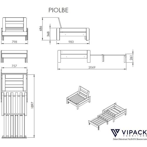 Lit Mezzanine 140x200 Sommier Inclus - Commode 2 Portes Et Fauteuil Pino - Blanc
