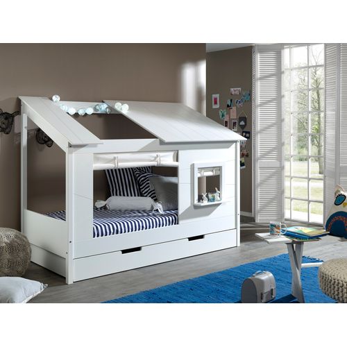 Lit Cabane Enfant "housebed Ii" 90x200cm Blanc
