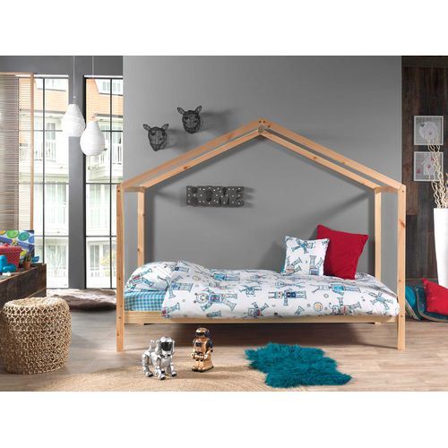 Pack Lit Cabane Enfant, Tiroir et Voile "dallas Ii" 90x200cm Naturel