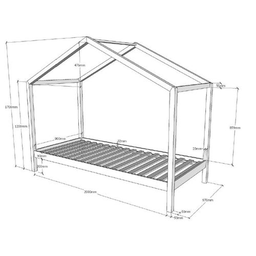 Pack Lit Cabane Enfant, Tiroir et Voile "dallas Ii" 90x200cm Naturel