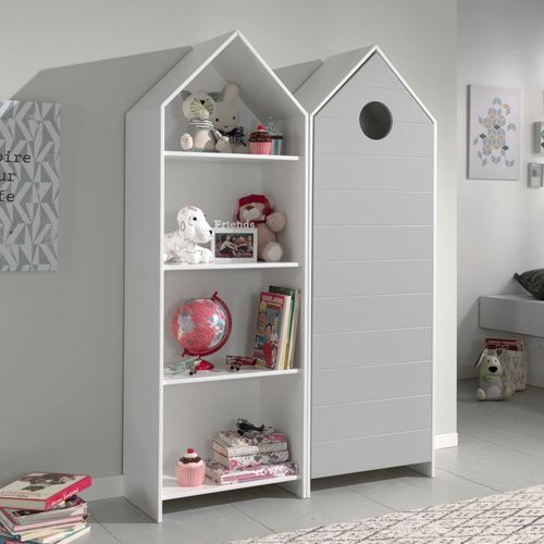 Pack - Étagère et Armoire 4 Niveaux "casami" 171cm Blanc et Gris