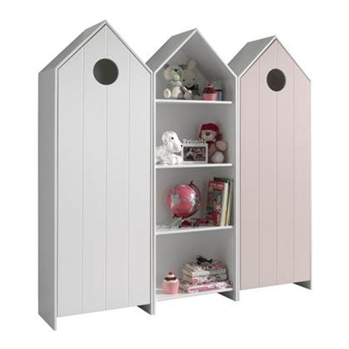 Pack - Étagère Enfant et 2 Armoires "casami" Blanc et Rose
