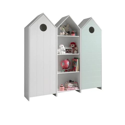 Pack - Étagère Enfant et 2 Armoires "casami" Blanc et Menthe