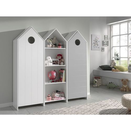 Pack - Étagère Enfant et 2 Armoires "casami" Blanc et Gris