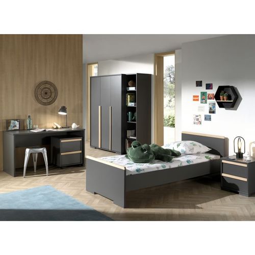 Chambre Complète Enfant 6p "london" Gris Anthracite