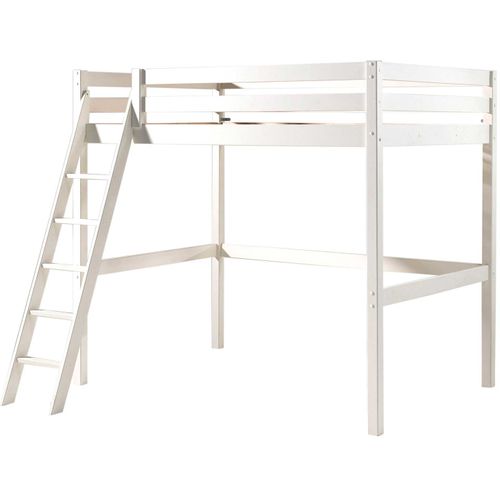 Lit Mezzanine 140x200 Sommier Inclus Et Bureau Pino - Blanc