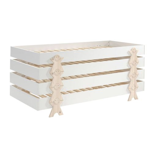 Lit Enfant En Bois "modulo Smiley Iv" 90x200cm Blanc