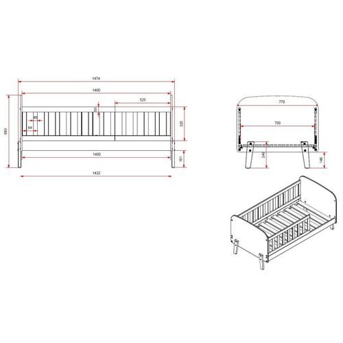 Pack - Lit Enfant et Tiroir De Lit "kiddy" 70x140cm Blanc