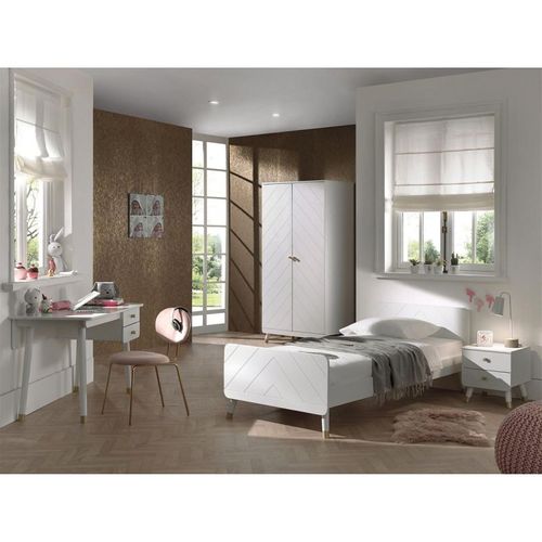 Pack - Lit Enfant, Chevet, Armoire et Bureau "billy" 90x200 cm Blanc