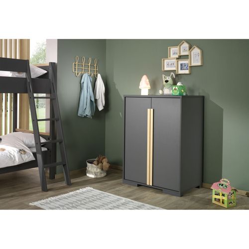 Lit Mezzanine London 90x200 Avec Armoire Et Bureau - Anthracite