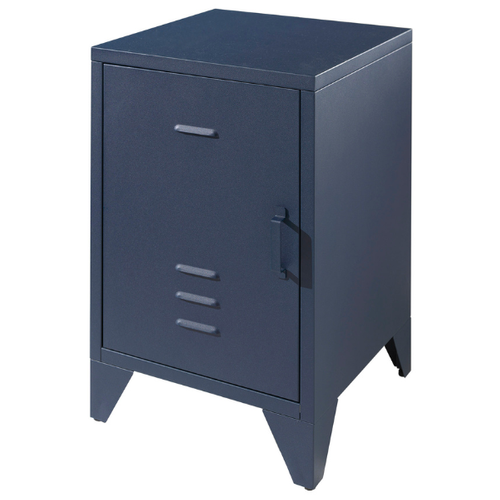 Lit Bronxx Métal 90x200 (sommier Incl.) Avec Table De Chevet-bleu Denim Mat