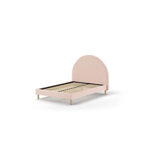 Pack - Lit Adulte et 2 Poufs Bouclés "moon" 140x200cm Rose