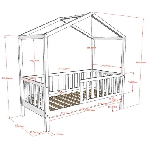 Lit Cabane 70x140 Sommier Inclus Dallas - Blanc