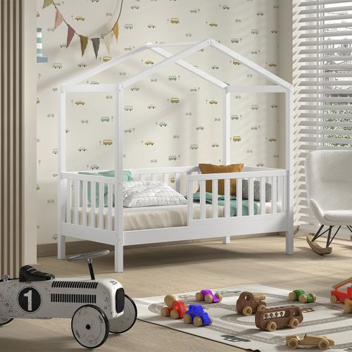 Lit Cabane 70x140 Sommier Inclus Dallas - Blanc