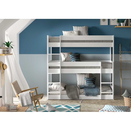 Lit Triple Scott 90x200 Cm - Blanc