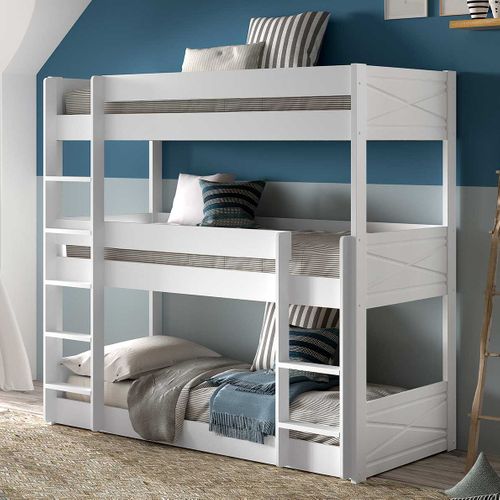 Lit Triple Scott 90x200 Cm - Blanc