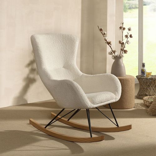 Fauteuil à Bascule Bouclette "rocky" 101cm Blanc