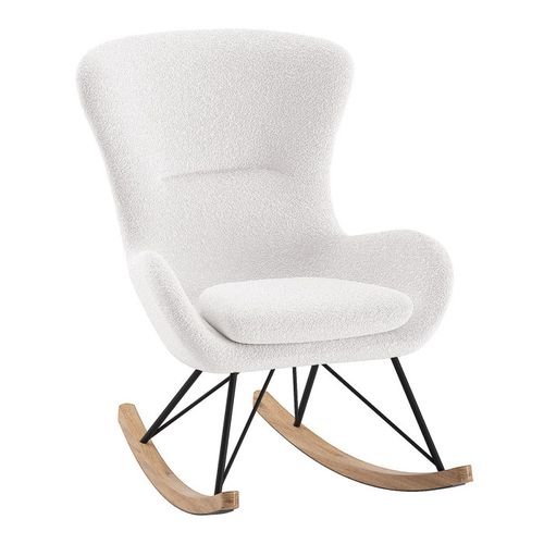 Fauteuil à Bascule Bouclette "rocky" 101cm Blanc