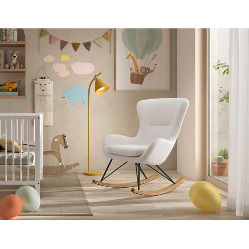 Fauteuil à Bascule Bouclette "rocky" 101cm Blanc