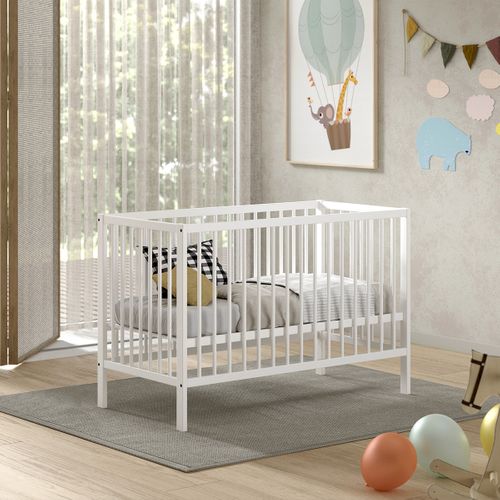 Lit Bébé 60x120 Sommier Inclus Meryl - Blanc