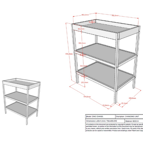 Table à Langer Meryl - Bois