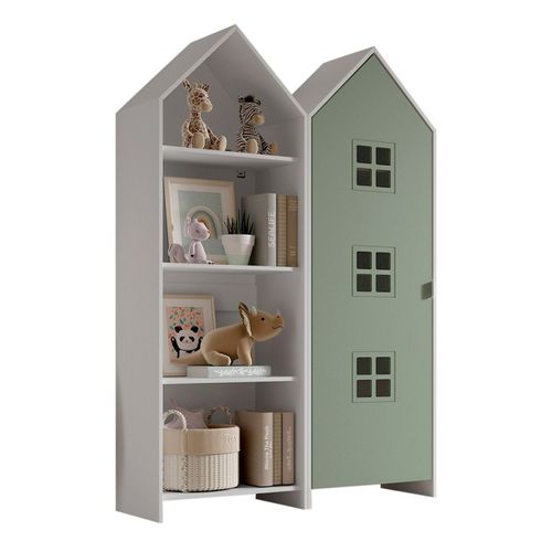 Pack - Étagère Enfant et Armoire "casami Bruges" 171cm Blanc et Vert