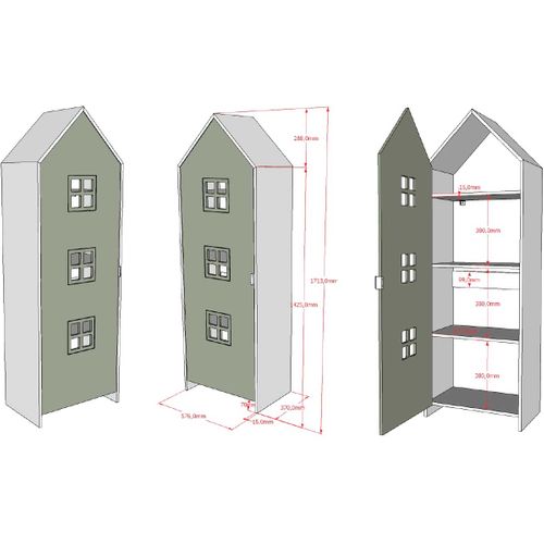 Pack - Étagère Enfant et Armoire "casami Bruges" 171cm Blanc et Vert