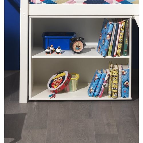 Lit Mezzanine Pino - 90x200cm - Avec Bibliothèque Et Canapé-lit - Blanc