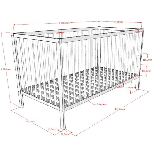 Lit Évolutif 70x140 Et Table à Langer Meryl - Bois